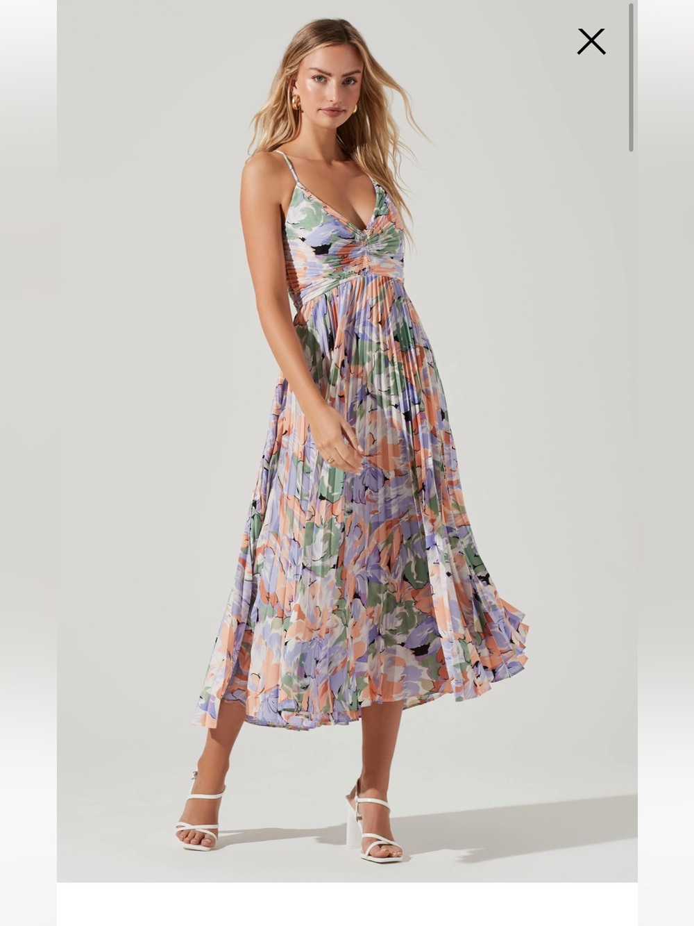 ASTR Blythe Floral Plisse Midi Dress